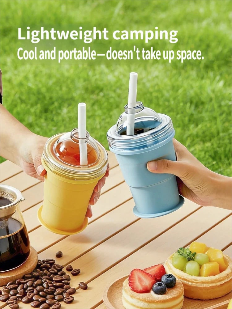 2-in-1 Ice Ball Maker Bottle– Foldable, Press-to-Release, Portable Summer Drink Cup