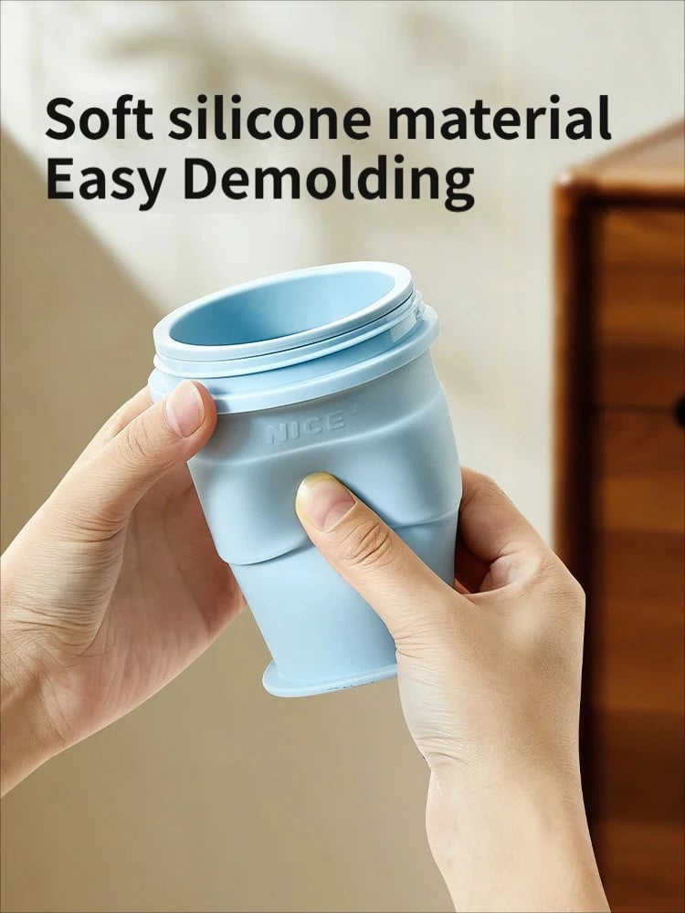 2-in-1 Ice Ball Maker Bottle– Foldable, Press-to-Release, Portable Summer Drink Cup