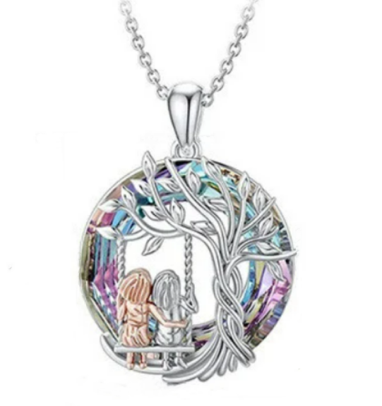 Tree of Life Sister on the Swing Pendant Necklace